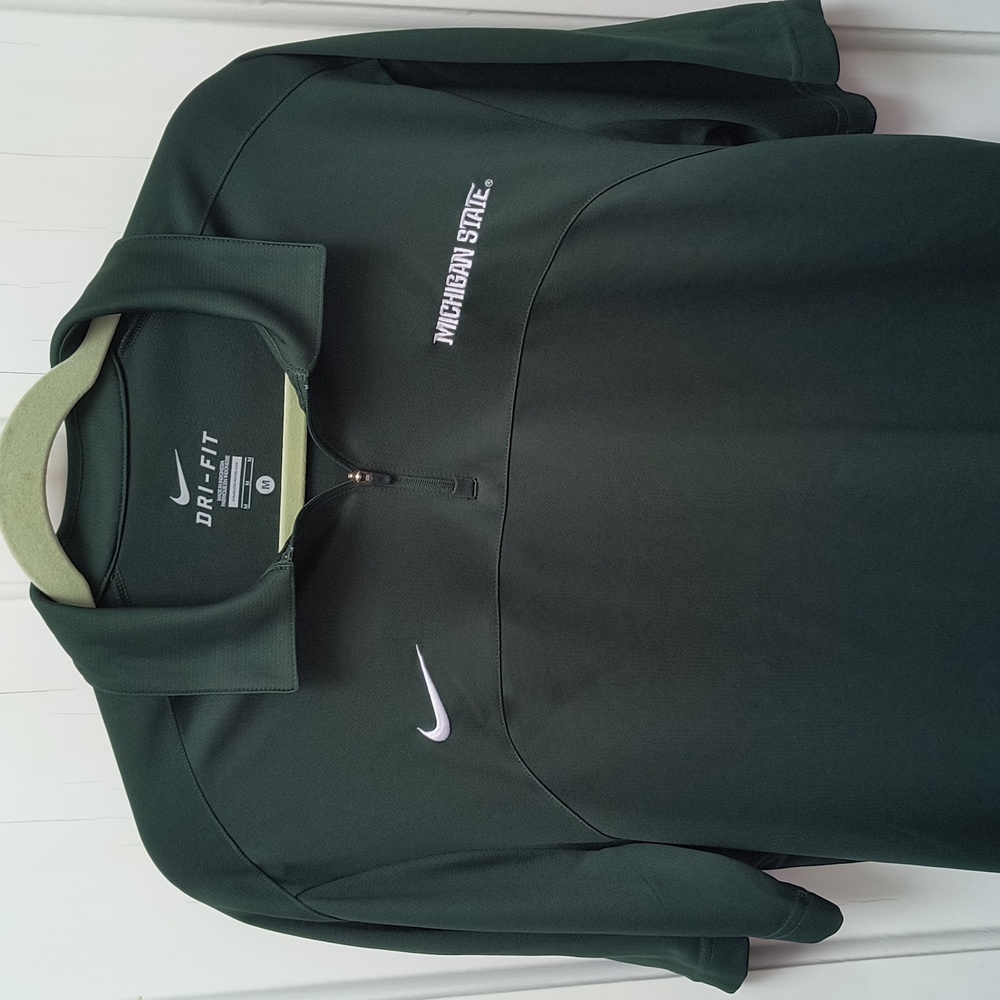 Nike Men's Dark Green Dri-FIT Zippered Polo Shirt - Size Medium - Picture 3 of 9